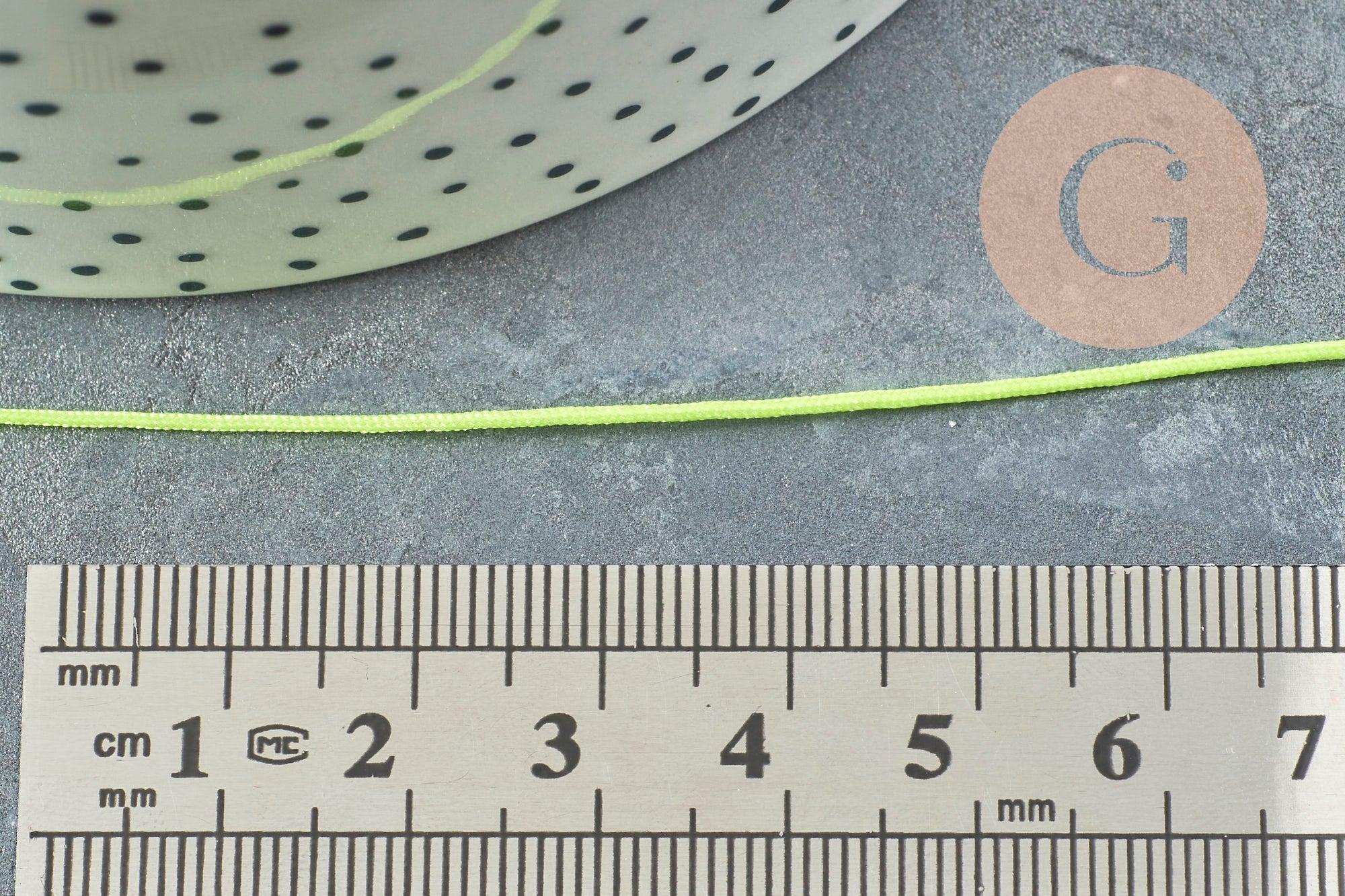 Cordon pour bijoux polyester jaune fluorescent 0.8mm, cordon fil de jade pour bijoux, x1 mètre G9455