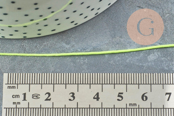 Cordon pour bijoux polyester jaune fluorescent 0.8mm, cordon fil de jade pour bijoux, x1 mètre G9455