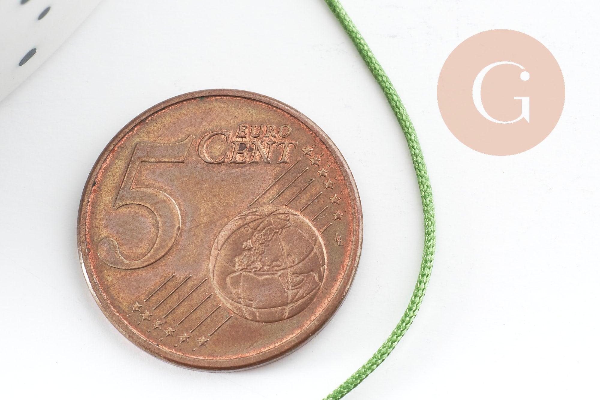 Cordon pour bijoux polyester vert kaki 0.8mm, cordon fil de jade pour bijoux, x1 mètre G9454