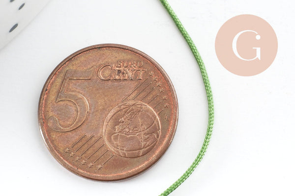 Cordon pour bijoux polyester vert kaki 0.8mm, cordon fil de jade pour bijoux, x1 mètre G9454
