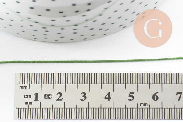 Cordon pour bijoux polyester vert kaki 0.8mm, cordon fil de jade pour bijoux, x1 mètre G9454