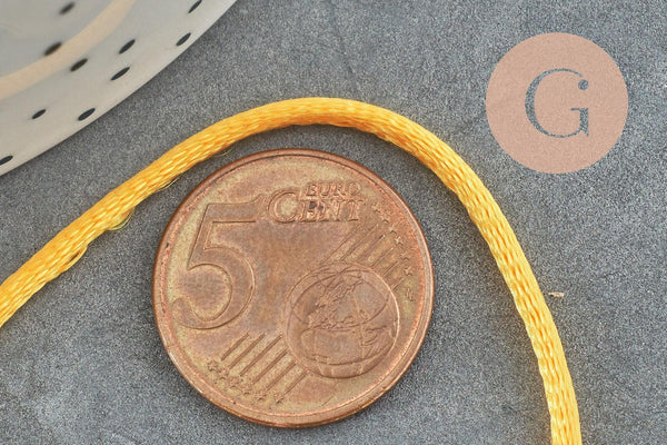 Cordon queue de rat polyester satin jaune brillant 2mm, x5 mètres (G2713)