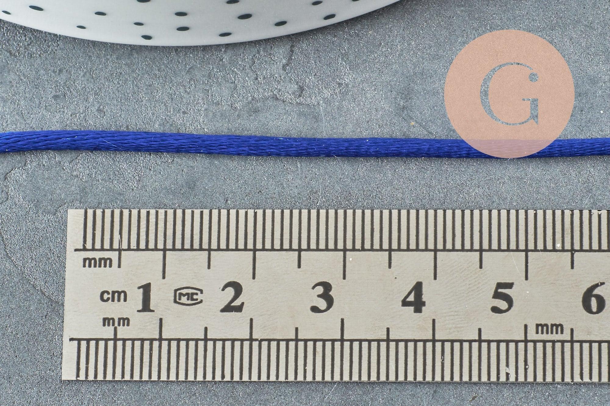 Cordon queue de rat satin bleu roi,cordon brillant, cordon satiné, cordon Bijou, lacet bleu,2mm, x 5mètres G1094