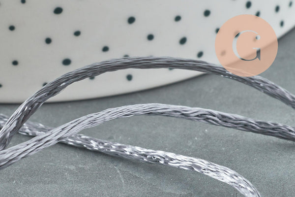 Cordon queue de rat satin gris 2mm, x5 mètres (G1808)