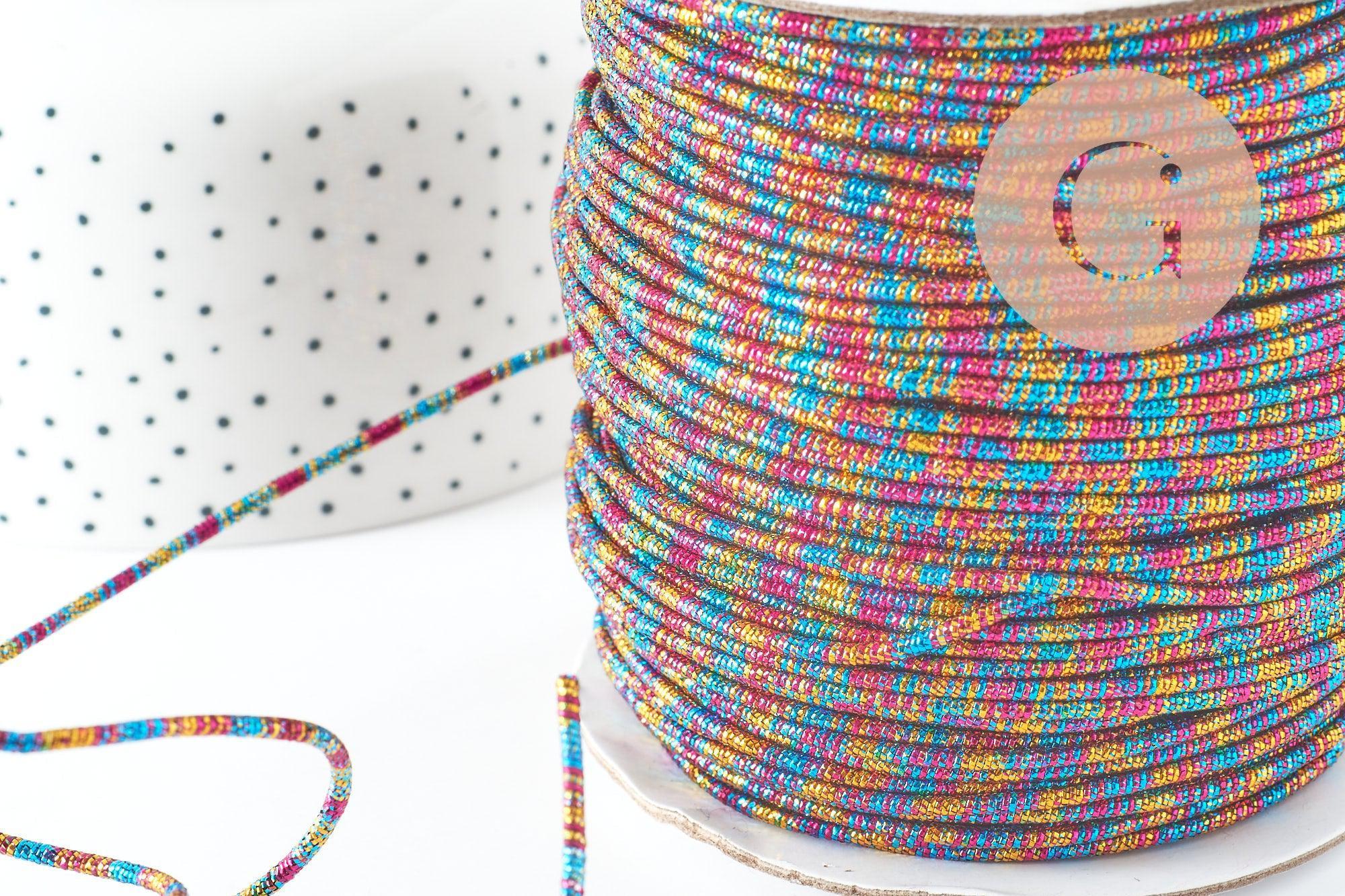 Cordon rigide polyester multicolore 2mm, x 1Mètre G9636