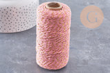 Cordon rose or, création bijoux,ruban mariage, scrapbooking,1-1.55mm, bobine 100 mètres (G2143)