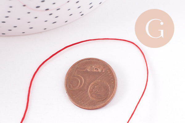 Cordon rouge foncé tressé polyester 0.6mm, x1 mètre (G10667)