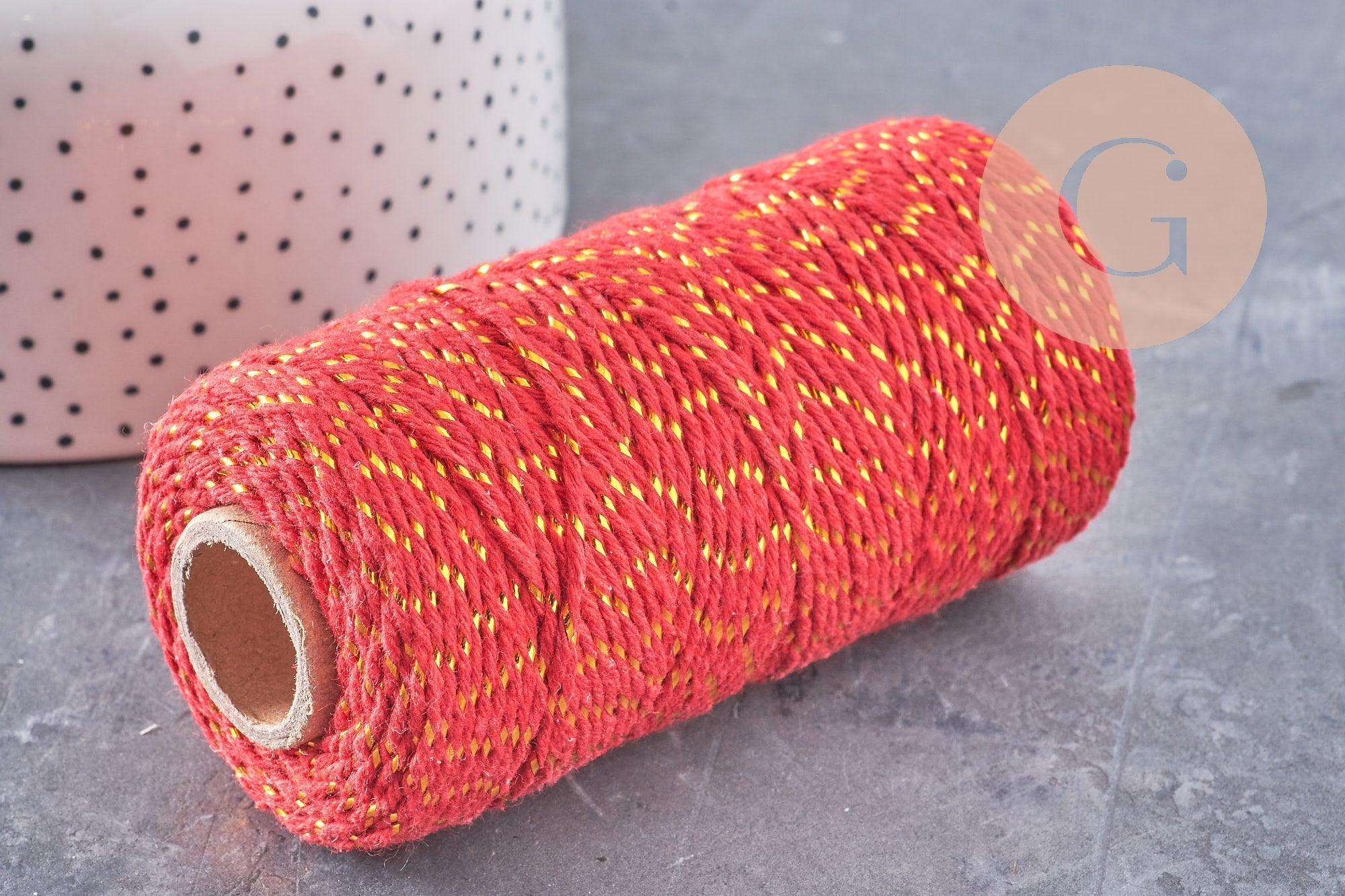 Cordon rouge or,ruban mariage,scrapbooking,1-1.55mm, 5 /10 mètres /Bobine- (G2099)