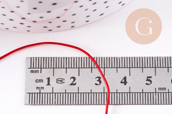 Cordon rouge tressé polyester 0.8mm, x1 mètre (G10670)