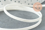 Cordon suédé blanc imitation cuir 4mm, x1 mètre (G0640)