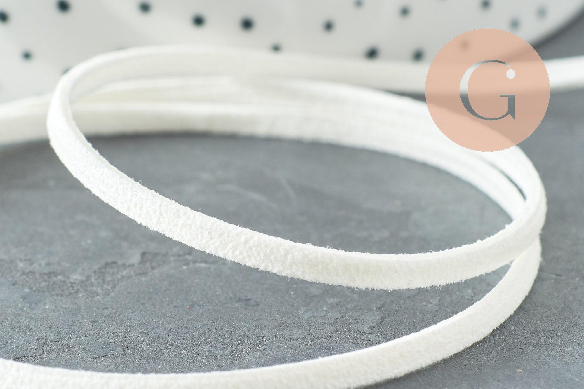Cordon suédé blanc imitation cuir 4mm, x1 mètre (G0640)