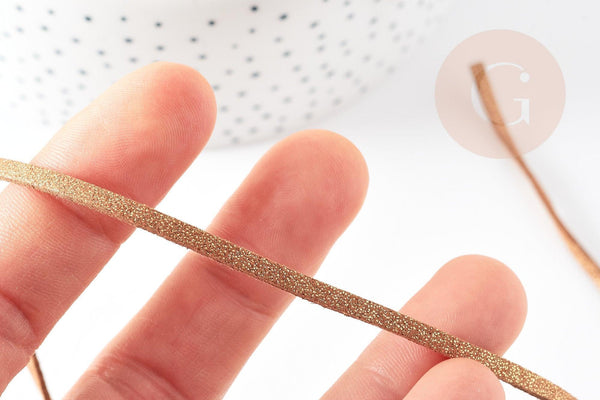 Cordon suédé marron imitation cuir 4mm, x1 mètre (G0090)