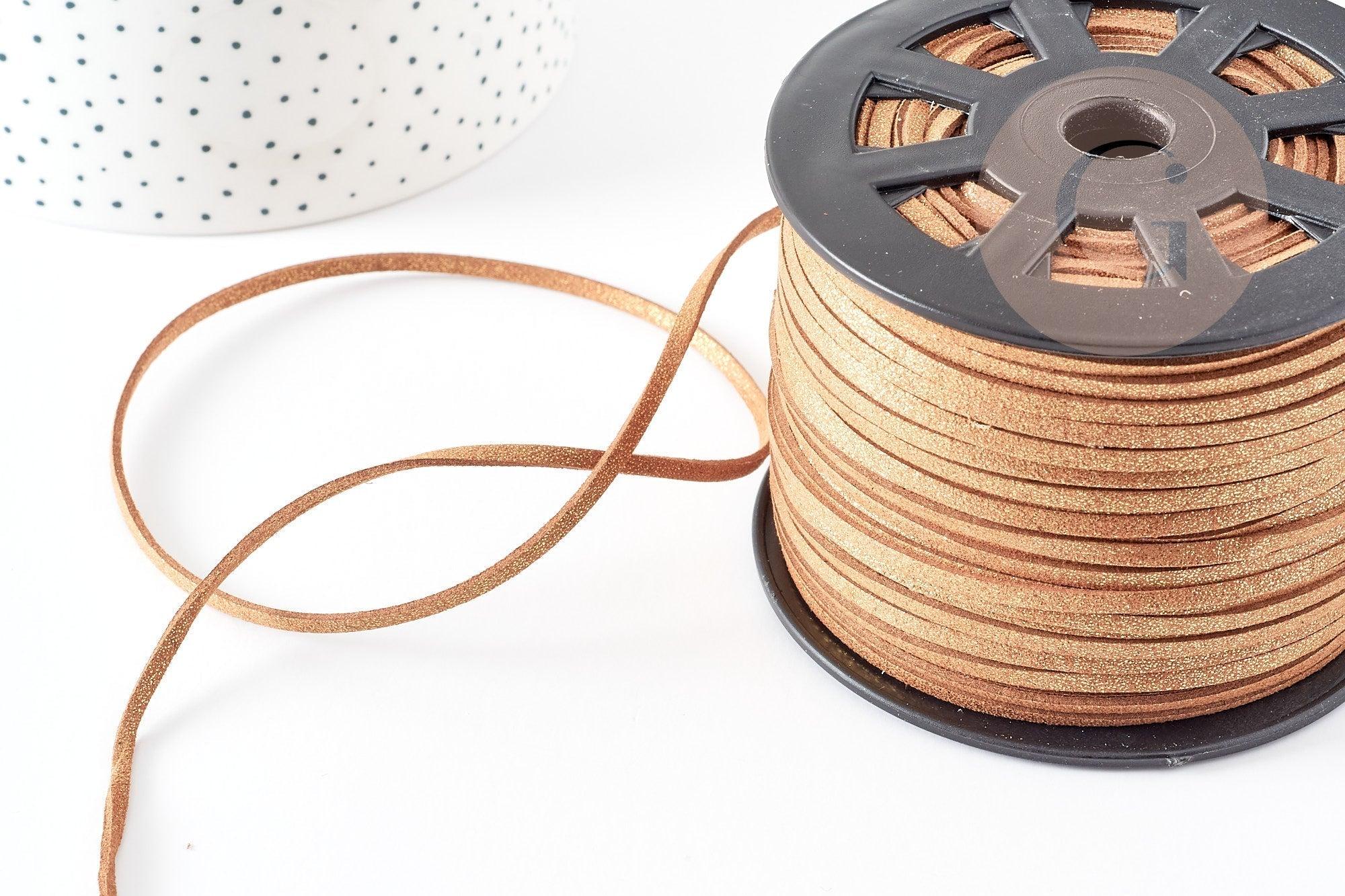 Cordon suédé marron imitation cuir 4mm, x1 mètre (G0090)