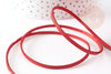 Cordon suédé rouge à paillettes imitation cuir 3-4mm, x1 mètre (G4798)