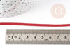 Cordon suédé rouge à paillettes imitation cuir 3-4mm, x1 mètre (G4798)