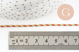 Cordon tressé Vert Jaune Rouge bleu or 2mm x1 mètre G9730
