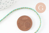 Cordon tressé Vert Jaune turquoise or 1.5mm x1 mètre G9731