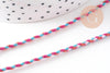 Cordon tressé blanc rose bleu 2mm, cordon pour bijoux,cordon multicolore scrapbooking, x1 mètre,G5938