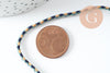 Cordon tressé bleu beige turquoise 2mm, x1 mètre (G10003)
