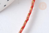 Cordon tressé orange clair et foncé fil doré 1.5mm-2mm, scrapbooking, x 1Mètre (G7470)