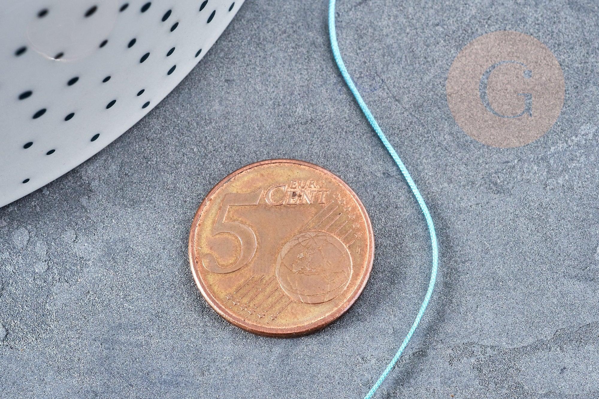 Cordon turquoise tressé polyester 0.4mm, cordon fil de jade pour bijoux, x 1Mètre G8451