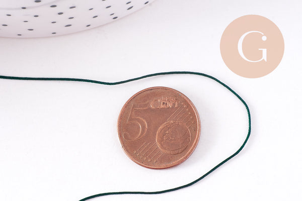 Cordon vert foncé tressé polyester 0.6mm, x1 mètre (G10662)