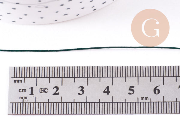 Cordon vert foncé tressé polyester 0.6mm, x1 mètre (G10662)