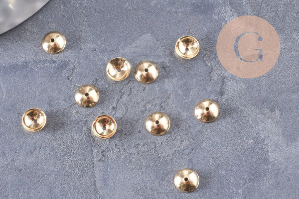 Coupelle perle acier 304 inoxydable doré 6mm, x10 (G4845)