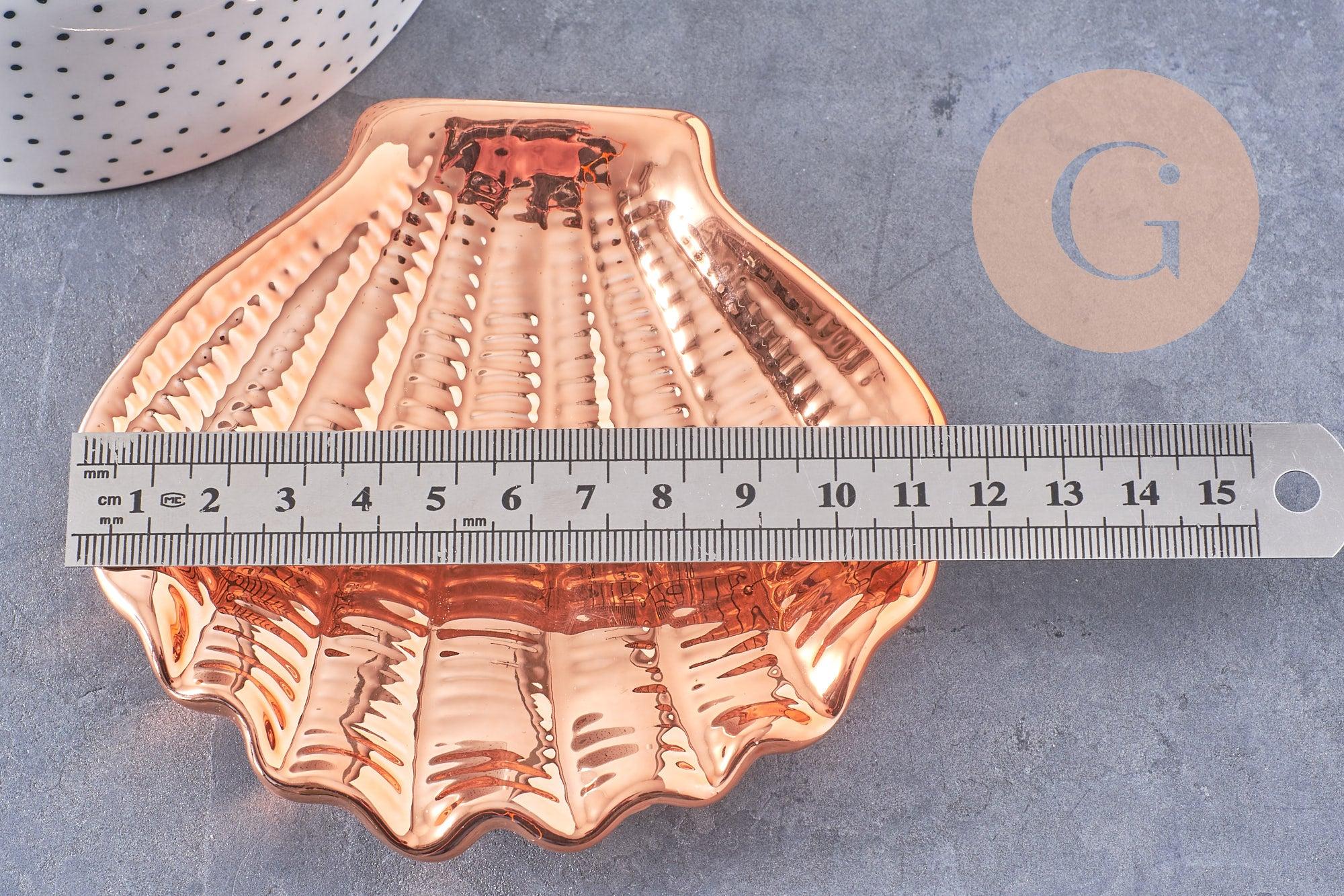Coupelle présentoir coquillage à bijoux porcelaine blanche ou dorée 100-110mm, x1 (G10329)