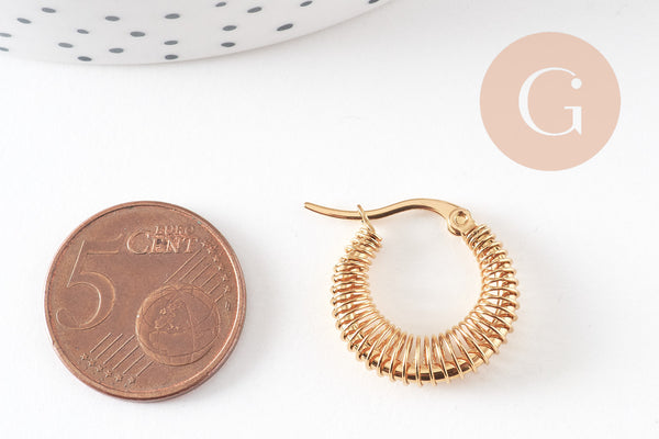 Créole acier doré, bijoux doré, oreille percée,sans nickel, boucles acier,23.5mm, la paire (G3147)