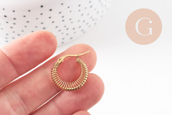 Créole acier doré, bijoux doré, oreille percée,sans nickel, boucles acier,23.5mm, la paire (G3147)