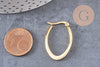 Créole ovale acier doré émail blanc,boucles acier doré inoxydable,30x20mm la paire (G4200)