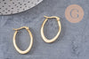 Créole ovale acier doré émail blanc,boucles acier doré inoxydable,30x20mm la paire (G4200)