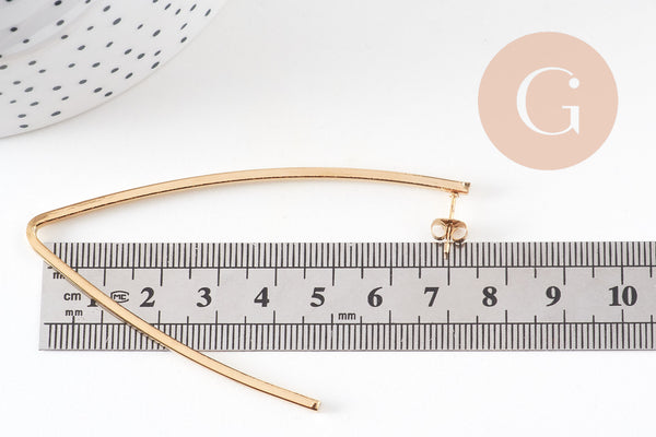 Créole ovale grande acier doré, oreille percée,sans nickel, boucles acier, 77mm, la paire (G2832)