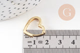 Créoles coeur bijoux laiton doré 18K sans nickel 16.5mm, la paire (G3720)