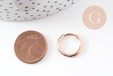 Créoles fine acier 316 inoxydable or rose IP 17mm, x1 paire (G10895)