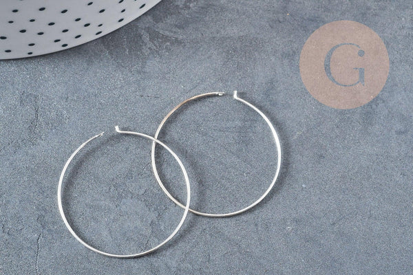 Boucles créoles fine argent massif 925 30mm, x2 (G8783)