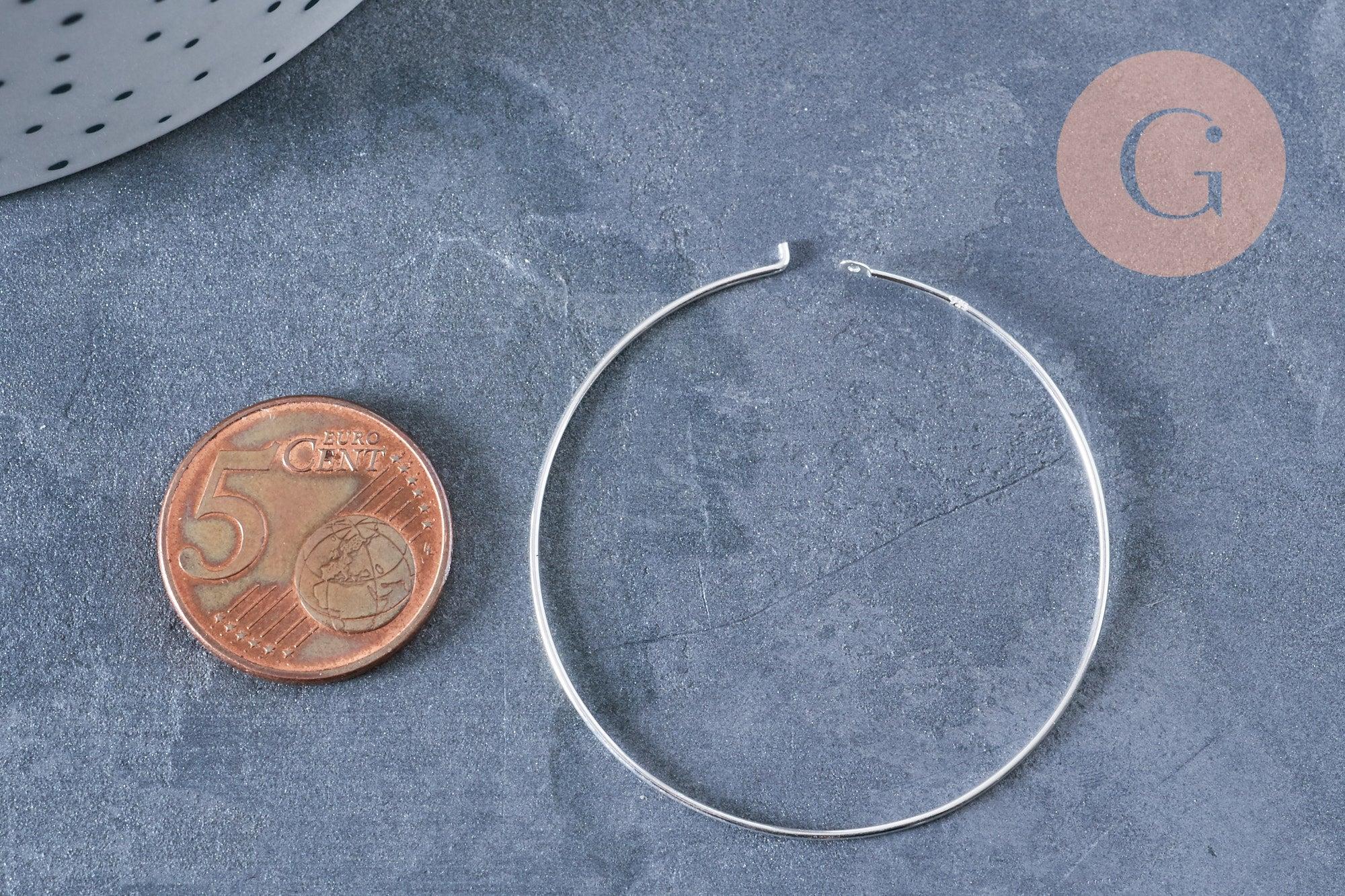 Boucles créoles fine argent massif 925 40mm, x2 (G8861)