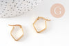 Créoles géométrique acier doré, boucles losange,sans nickel, boucles acier, 16mm, la paire (G2325)