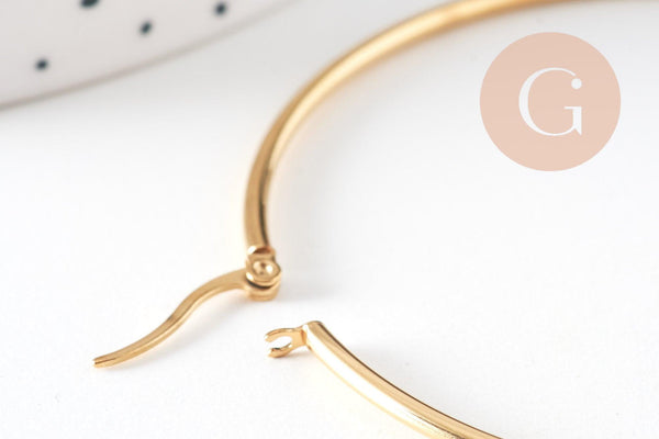 Créoles grande acier inoxydable doré IP 70mm, la paire (G0920)