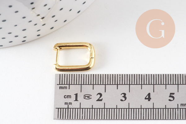 Créoles laiton doré 18k forme U 17.5mm, la paire (G3614)