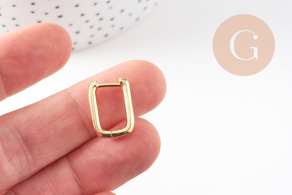 Créoles laiton doré 18k forme U 17.5mm, la paire (G3614)