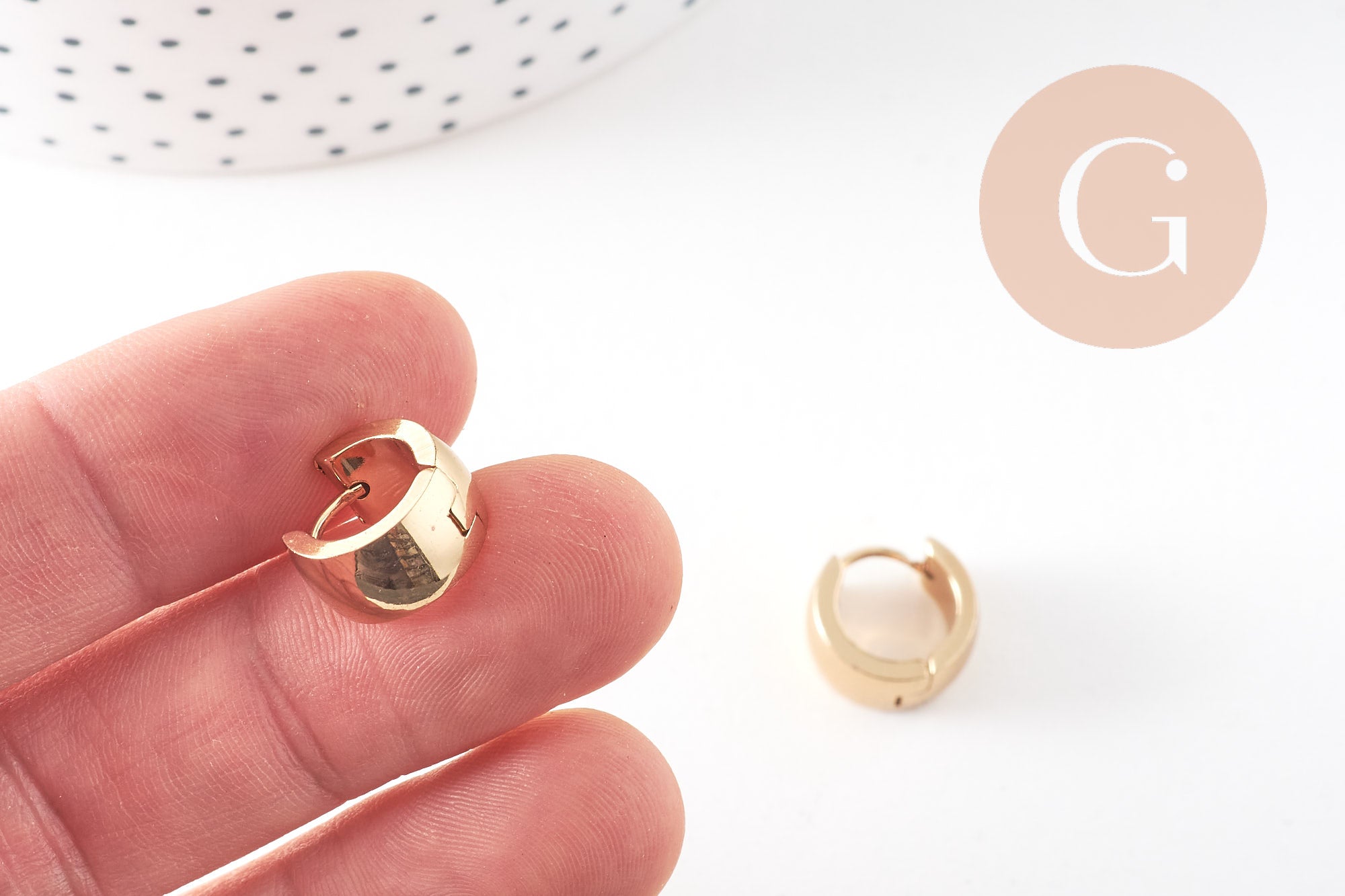 Créoles large acier doré 18k, bijoux doré,17.5mm, la paire (G4260)