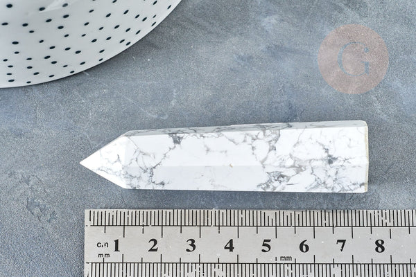 EP A RENOUVELER-Pointe howlite naturel 70-80mm, pierre naturelle séance lithothérapie, la pièce G8414