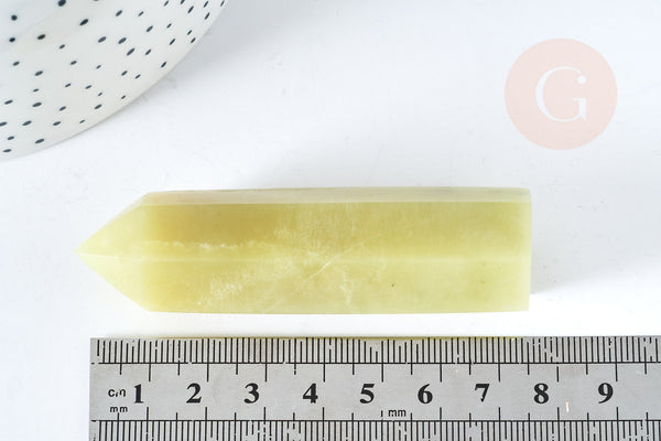 EP A RENOUVELER-Pointe jade jaune citron naturelle 70-80mm, pierre naturelle séance lithothérapie, la pièce G8409