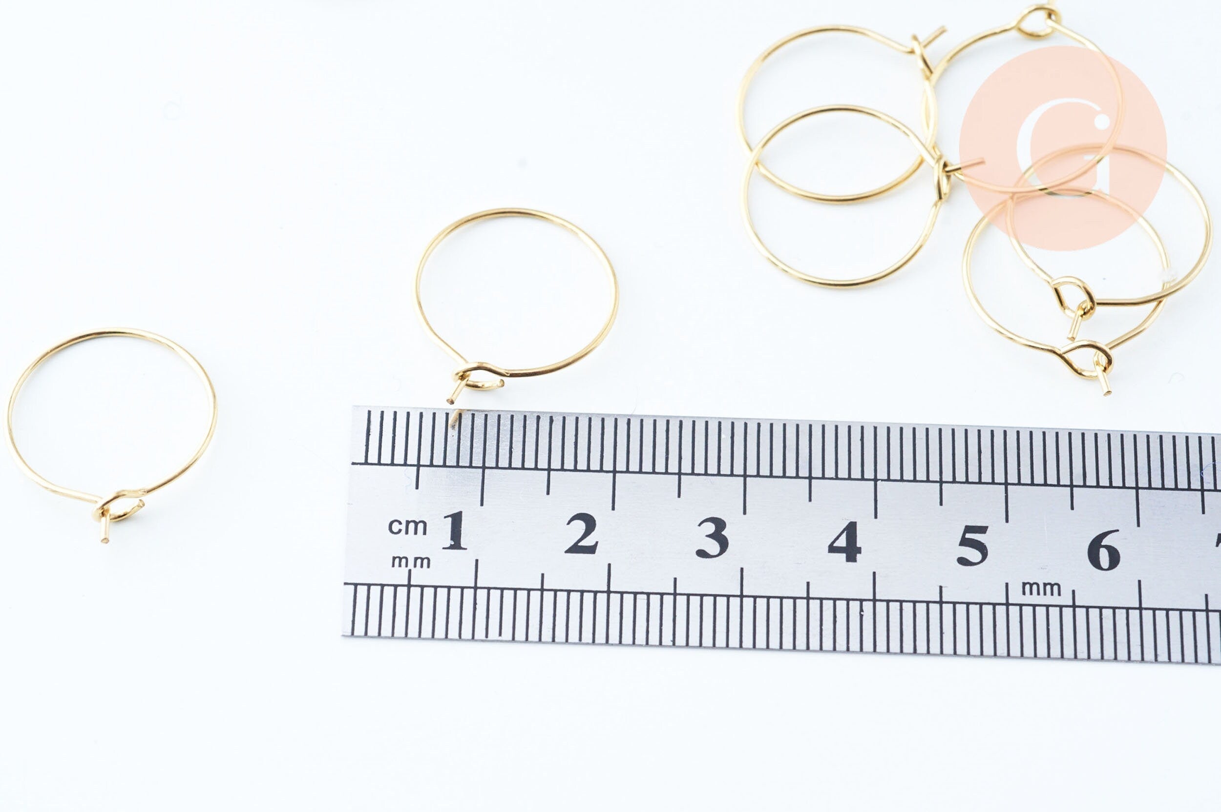 EP -Anneaux créoles en acier 316 doré inoxydable 16mm, supports création bijoux x20 G6068