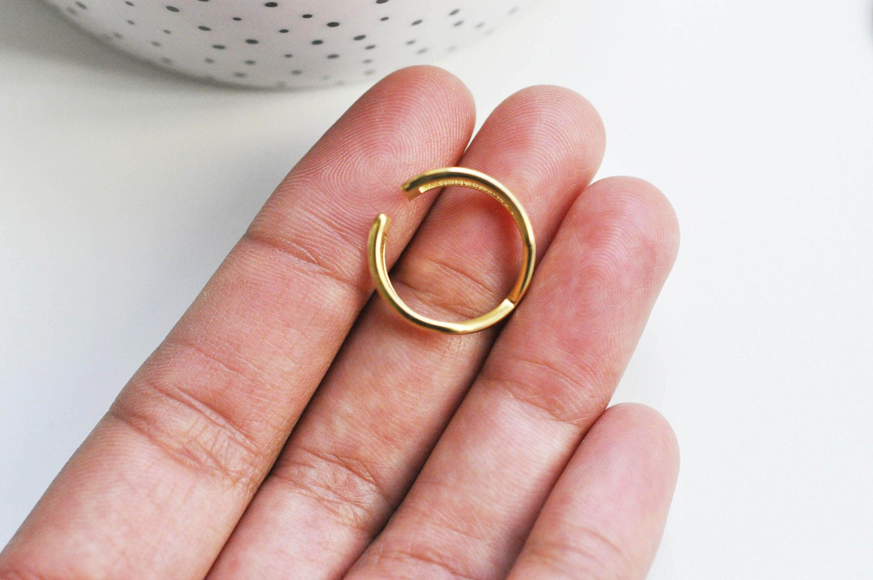 EP-Bague chevron acier doré minimaliste 16mm, x1 (G3326)