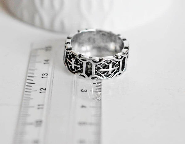 EP Bague croix argenté homme 20mm, x1 (G0764)