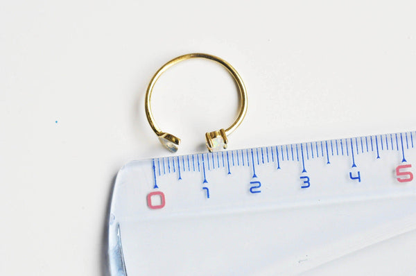 EP Bague dorée 14k opale lune,creation bijou femme, bijou minimaliste, bague dorée pierre, cadeau anniversaire, 16.5mm, x1,G3454