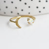 EP Bague dorée 14k opale lune,creation bijou femme, bijou minimaliste, bague dorée pierre, cadeau anniversaire, 16.5mm, x1,G3454
